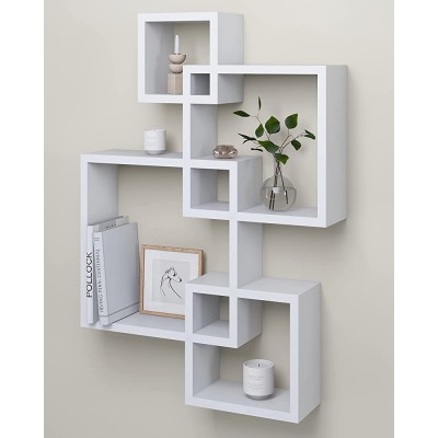 Greenco 4 Cube Intersecting Mounted Floating Wall Shelves 25.5 Inch White - BZ9ASS7KY
