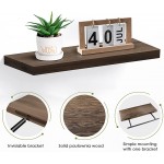 Herncptar Wall Shelves Rustic Wood Floating Shelves Set of 4 Hanging Storage Shelf with Invisiable Metal Brackets for Bathroom Living Room Kitchen Bedroom - BBH7CBB0K