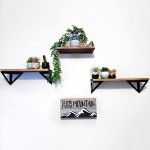 Klvied Floating Shelves Wall Mounted Set of 4 Rustic Wood Wall Shelves Storage Shelves for Bedroom Living Room Bathroom Kitchen Office and More Carbonized Black - BAFX8CWB7