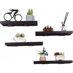 Rustic Wood Floating Shelves Wall Mounted Farmhouse Wooden Wall Shelf for Bathroom Kitchen Bedroom Living Room Set of 4 Dark Brown - B5GNTD9FL