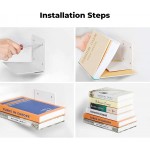 STORAGE MANIAC Invisible Floating Bookshelves Heavy-Duty Book Organizers White 4-Pack Large - BYMBI6B8C