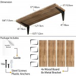Wallniture Arras Floating Shelves for Wall Storage Wood Wall Shelves for Kitchen Organization and Storage Wall Shelf Set of 4 Burned Finish - B723ATLCL