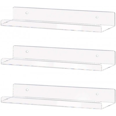 Weiai Clear Acrylic Shelf 15" Invisible Floating Wall Ledge Bookshelf Kids Book Display Shelves Wall Mounted 15 Inch 3Pack - BZPSIGR5R