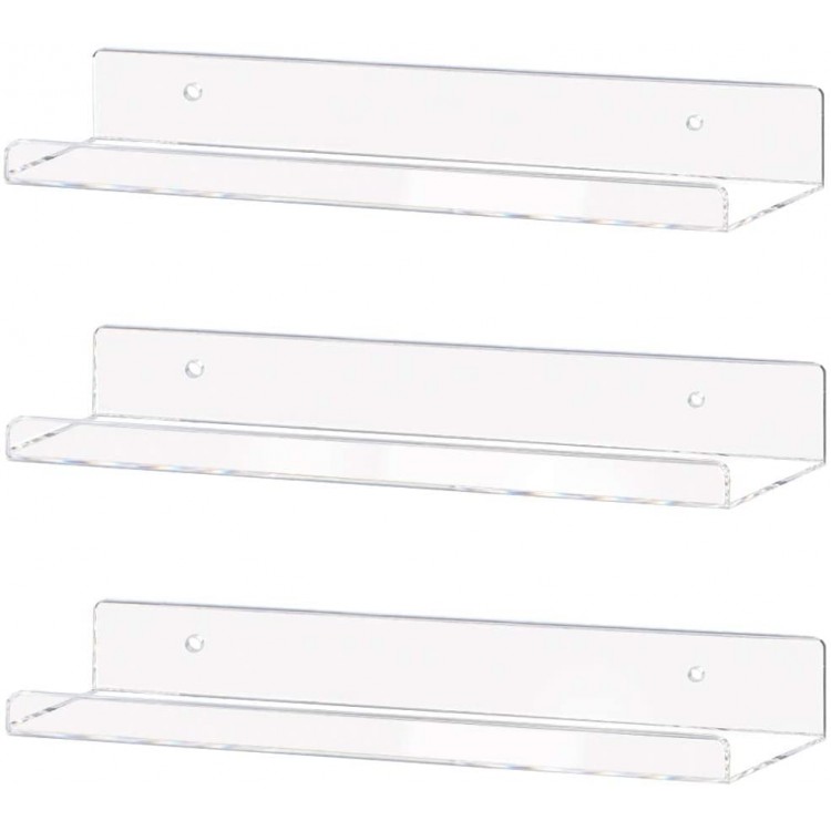 Weiai Clear Acrylic Shelf 15 Invisible Floating Wall Ledge Bookshelf Kids Book Display Shelves Wall Mounted 15 Inch 3Pack - BZPSIGR5R