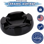 Cigar Ashtray Outdoor Cigarette Ash Tray – Round 5.9 inch Ceramic Ashtrays Black Glossy Cigar Rest for Indoor Outdoor Patio Home Office Use – Cigar Accessories Gift Set for Men and Women - BZE79YOSL