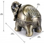 Decorative Windproof Ashtray with Lid Vintage Elephant Cigarettes Ashtray for Outdoors Indoors Metal Smoking Ashtray Fancy Gift for Men Women - B8D6H2A0K