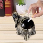 Decorative Windproof Ashtray with Lid Vintage Elephant Cigarettes Ashtray for Outdoors Indoors Metal Smoking Ashtray Fancy Gift for Men Women - B8D6H2A0K