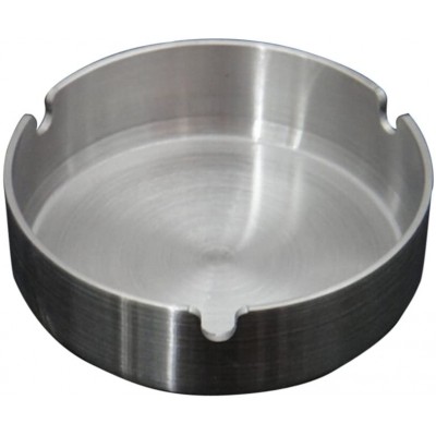 Home silver tone 10cm Customized logo Stainless Steel Round Cigarette Ashtray for home or office use. - BQ2VM85RZ