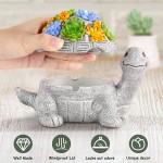 LESES Ashtray Outdoor Ashtray with Lid Smokeless Waterproof Ash Tray with Cute Turtle Decor Resin Ashtray for Cigarettes Home Office Garden Patio Decorations - B75DDGO49