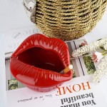 Loghot Creative Ceramic Cigarette Ashtrays with Lips Style Fashion Home Decorations Dark Red - BLPO5GJOK