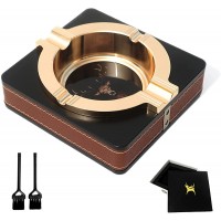 NGLHM Cigar Ashtray for men luxury 5.1inch Leather square indoor ashtray home ashtray4 Slots2cigarette use 2 cigar use design Suitable for indoor outdoor terrace crafts Great Gift for Smoker Cigar - BV16EIM77