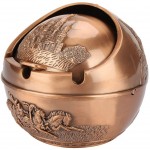 Portable Travel Car Ashtray Round Ball Stamped Pattern Gift Home Decoration Ashtray10 * 10 castle copper color - BZA59TKU4