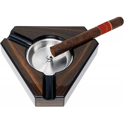 Prestige Import Group Triangular Maple Lacquer 3 Cigar Ashtray Dark Maple Wood and Black Accents - BZ0GTUVV0