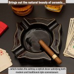 ROGOZ Ceramic Cigar Ashtray For Men Durable Solid 4 Slot Cigar Holder Large Heavy Outdoor Glass Cigar Ashtrays For Patio Unique Ceramic Cigar Ash Tray For Home Office Decoration ,Cigars Gift Set For Men BTMN-CCZ - B9TN4THSW