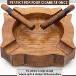 ROGOZ Wood Cigar Ashtray For Men,Durable Solid 4 Slot Cigar Holder,Large Heavy Outdoor Wooden Cigar Ashtrays For Patio,Wooden Cigar Ash Tray For Home Office Decoration,Cigars Gift Set For Men BTMN - BPM4V1U8A
