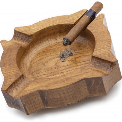 ROGOZ Wood Cigar Ashtray For Men,Durable Solid 4 Slot Cigar Holder,Large Heavy Outdoor Wooden Cigar Ashtrays For Patio,Wooden Cigar Ash Tray For Home Office Decoration,Cigars Gift Set For Men  BTMN  - BPM4V1U8A