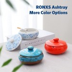 RONXS Ashtray Outdoor Ash tray for Patio with Lid Windproof Ashtrays for Cigarettes Handmade Ceramic Ashtray for Home Office Indoor Decoration - BJOONBI57