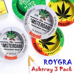 roygra Ashtray Metal Cigarette Ashtray 5.4 '' Diameter Stackable 3 Pack - B8FDNZ5TL