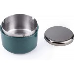 Smokeless Ashtray with Lid Ash Tray with Stainless Steel Liner Inside Cool Ashtrays for Cigarettes Outdoor Patio Home Office Tabletop（Dark Green - BLSRGQBVS