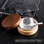Wooden Ashtray with Lid for Smokers Stainless Steel Liner Ash Tray Windproof Durable Easy to Clean Cool Ashtrays for Indoor or Outdoor Use Patio Office & Home - BGA20AGJV