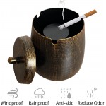WUSIFIE Ashtray with Lid for Cigarette Iron Outdoor Ash Tray Sets Ashtrays for Cigarettes Outdoor Windproof Smokeless Odorless Large Ash Tray for Home Office Outdoor Balcony - B0OGKIIUN