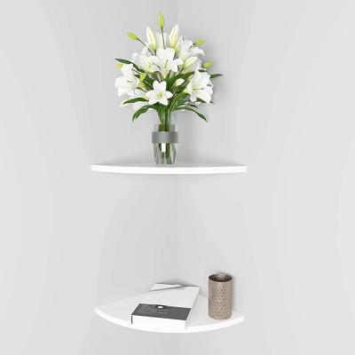 11 Inch Set of 2 Corner Wall Mounted Floating Shelf White,for Kitchen Room ,Living Room,Bathroom and Any Wall Corner Decor Display. - BG09ZNFBB