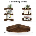 Alsonerbay Corner Shelf Wall Mount Set of 3 Floating Shelves for Wall Storage and Display Rustic Wall Shelves Wood Shelves for Bedroom Kitchen Living Room Nursery and Office Dark Brown - BH59DQR1E