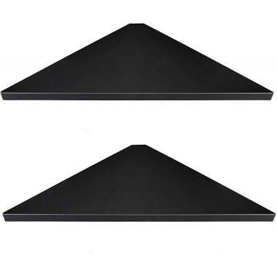Evron Corner Mounting Shelf,Easy to Install Wall Corner Shelf,Set of 2 Black Wood Striped with Hole Pattern - BTP3TSCBF