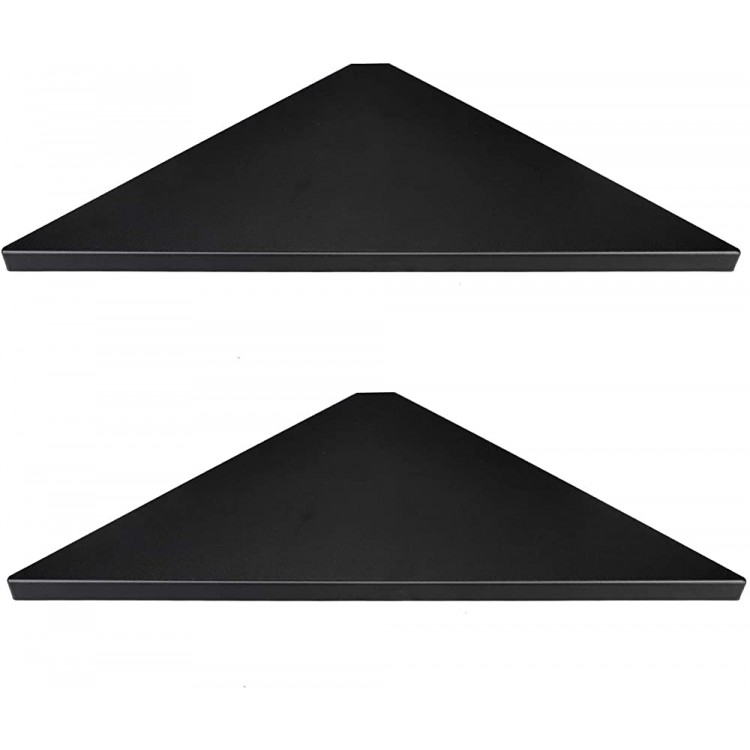 Evron Corner Mounting Shelf,Easy to Install Wall Corner Shelf,Set of 2 Black Wood Striped with Hole Pattern - BDCPBY4MX