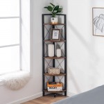 Fiona's magic 5-Tier Corner Shelf Stand Tall Corner Bookshelf Corner Plant Stand Corner Storage Shelves for Living Room Home Office Small Space Brown - BZ5LQP1YB