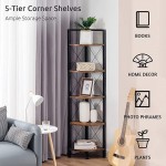 Fiona's magic 5-Tier Corner Shelf Stand Tall Corner Bookshelf Corner Plant Stand Corner Storage Shelves for Living Room Home Office Small Space Brown - BZ5LQP1YB
