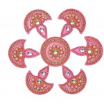 Aditri Creation Pink Diya Floor Rangoli Home Decor Acrylic Traditional Handmade Rangoli Gift for Home Floor Decor Indian Wedding Festival Decoration Return Gift. Size:- 7 - B4LI7QIEK