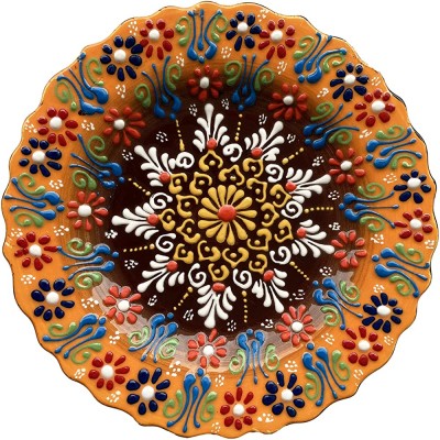ALACA Turkish Handmade Decorative Plates 7.08'' 18cm Ceramic Traditional Unique Ornament with Stand for Home Office Kitchen Hand-Painted Wall Hanging Decor for Display  Any color can come  - B2671HKE7