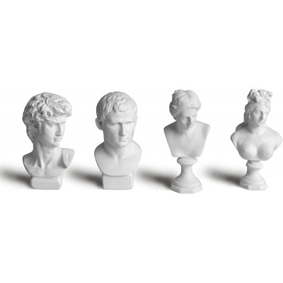 Garwor 4Pcs Set Classic Mini 2.7” Greek Bust Resin Sculptures and Statues Home Décor Michelangelo Sculpture Figurine David Venus Agrippa Aphrodite Mini Resin Figure Sculpture Crafts - BN9SVGFHV