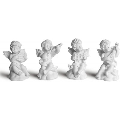 Garwor 4Pcs Set Mini 2.7” Resin Musical Cherub Angel Home Décor Mini Resin Figure Sculpture Crafts Shelves Displaying - BIC9VTT0A