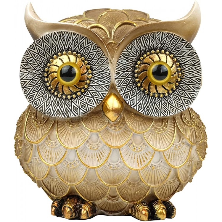 Garwor 6 Gold Owl Figurine Accent Owl Décor Sculpture for Living Room Tabletop Mantel Animal Sculpture Gift for Birds Lovers Home Office Bookshelf Decoration,Classic Rustic Animal Figurine - B17BU7K68