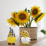 Jetec 2 Pieces Sunflower Gnome Wooden Sign Summer Fall Thankful Buffalo Plaid Sunflower Farmhouse Tiered Tray Elf Gnome Decor Kitchen Party Birthday Table Decorations for Office Home Decoration - BQTCCKDPO