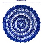 Lemose Turkish Handmade Decorative Plate Blue&White Ceramic Ornament for Home Hand Painted Wall Hanging Decor Embossed Unique Art with Stand - BBX5RU4CU