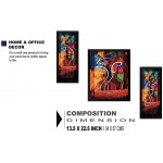 Nobility Ganesha Framed Painting Exclusive Wall Art Statue Set of 03 - BFOP280PW
