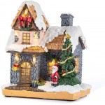 6 Resin Christmas Scene Village Houses Town with Warm White LED Light Battery Operate Christmas Ornamnet - BNZQRKC3W