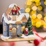 6 Resin Christmas Scene Village Houses Town with Warm White LED Light Battery Operate Christmas Ornamnet - BNZQRKC3W