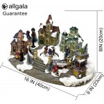 Allgala Crafted Polyresin Christmas House Collectable Figurine with USB and Battery Dual Power Source-Ice Rink in Village-XH93430 - BKYYGZ2BT
