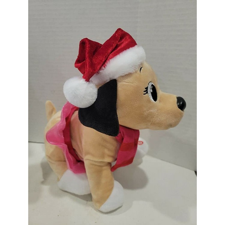 Christmas Animated Pouncing Puppy Dog in Tutu Musical Side Stepper Waddler Sings Santa Baby - BND9W94LR