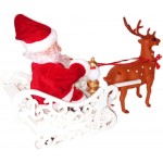 Reindeer Christmas Lighted Doll Elk Toy Gifts for Children Kids Santa and Deer Santa Claus Riding Reindeer Christmas Electric car Toy with Music Reindeer with Sleigh - BN2JYC4DJ
