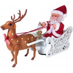 Reindeer Christmas Lighted Doll Elk Toy Gifts for Children Kids Santa and Deer Santa Claus Riding Reindeer Christmas Electric car Toy with Music Reindeer with Sleigh - BN2JYC4DJ