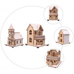 Toddmomy 2pcs Christmas House Statue Rustic Lighted Wood Christmas Cottage Church Decoration Xmas Glowing House Table Centerpieces - BM4EV8UH2