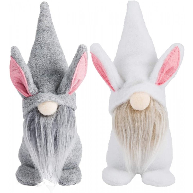 2 Pack Easter Mr and Mrs Bunny Gnomes Plush- Standable Handmade Swedish Tomte in 2 Styles Adorable Scandinavian Faceless Doll Table Centerpiece Party Favors for Easter Home Decoration Holiday Presents - B1SSOEBRQ