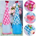 2 Pack Mother's Day Mr and Mrs Gnomes Plush Gift- Handmade Swedish Tomtes with Pink and Blue Plaid Hats Adorable Faceless Figurines Table Centerpiece for Mother's Day Mom Grandma Presents Home Decors - BWI6097UQ