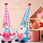 2 Pack Mother's Day Mr and Mrs Gnomes Plush Gift- Handmade Swedish Tomtes with Pink and Blue Plaid Hats Adorable Faceless Figurines Table Centerpiece for Mother's Day Mom Grandma Presents Home Decors - BWI6097UQ