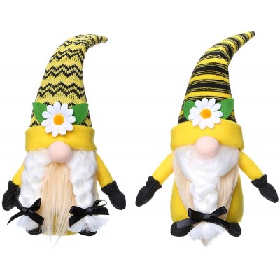 2pcs Summer Bee Gnome Handmade Gnome Faceless Plush Doll Gift for Girl Room Decor and Indoor Spring Decor - BYPCG2X4N